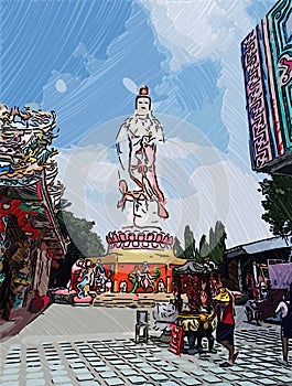 Color of guan yim statue photo