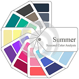 Color guide. Seasonal color analysis palette for summer type