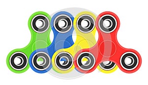 Color hand fidget spinners set. Vector illustration on white background.