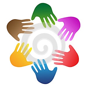 Color hands around logo