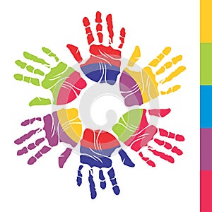 Color hands, mundial colaboration, equality