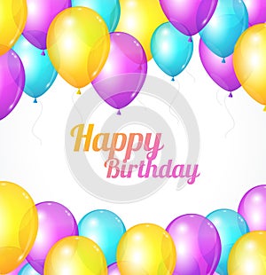 Color Happy birthday card. Balloons fly