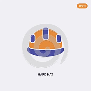 2 color hard hat concept vector icon. isolated two color hard hat vector sign symbol designed with blue and orange colors can be