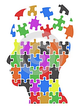 Color head puzzle pieces background