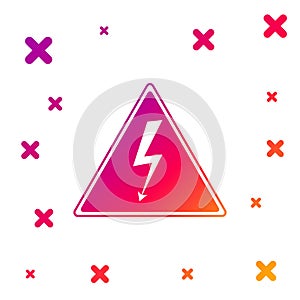 Color High voltage sign icon isolated on white background. Danger symbol. Arrow in triangle. Warning icon. Gradient
