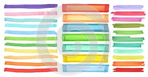 Color banners drawn with japan markers. Stylish elements for design. Vector marker stroke photo