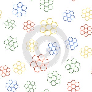 Color Honeycomb sign icon isolated seamless pattern on white background. Honey cells symbol. Sweet natural food. Vector