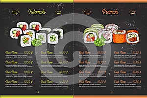 Color horisontal sushi menu