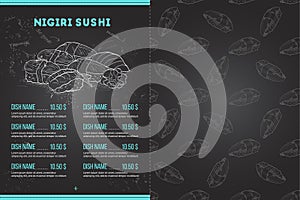 Color horisontal sushi menu