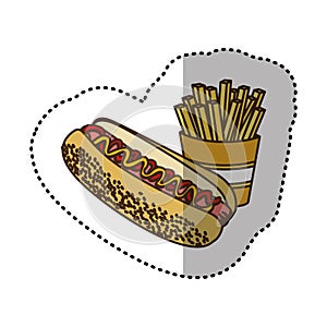 color hot dog and fries french icon