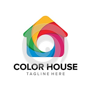 Color house logo design icon isolated on white background