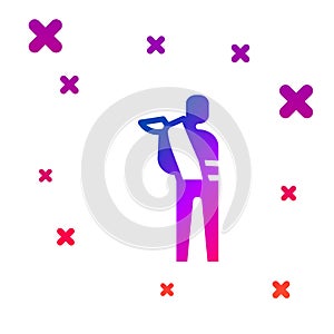 Color Human broken arm icon isolated on white background. Injured man in bandage. Gradient random dynamic shapes. Vector