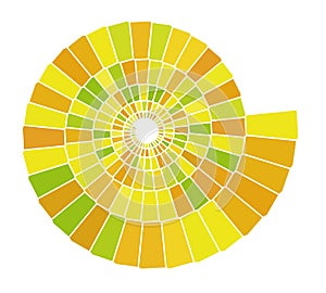 Color hypnotic spiral tiles in lemon colors