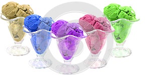 Color ice cream cones over white