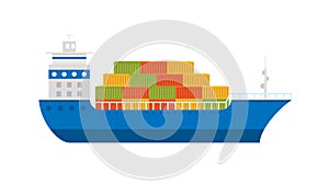 Color Icon Cargo Ship Maritime shipping. Sea transportation logistic.