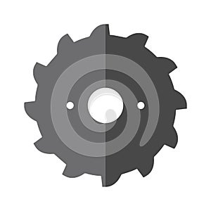 Color icon of a circular saw blade. Replaceable blade with notches for sawing various materials.