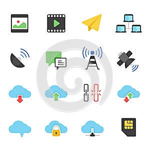 Color icon set - network communication