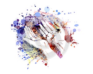 Color illustration of a begging hands photo