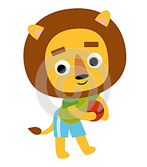 Color illustration for children, cartoon cute character Lion