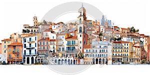 Color illustration of city of Nice architecture