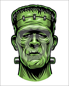 Color illustration of Frankenstein head photo