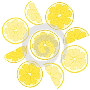 Color illustration of fresh lemon slices.