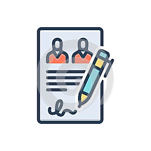 Color illustration icon for Accordance, agreement and contract