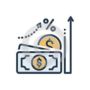 Color illustration icon for Accrual, currency and wage