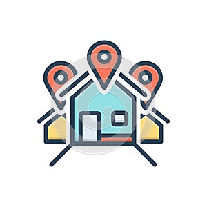 Color illustration icon for Address, location and locale