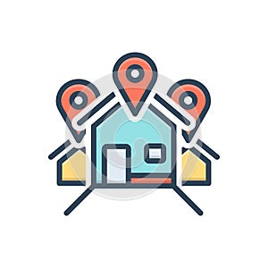 Color illustration icon for Address, location and locale photo