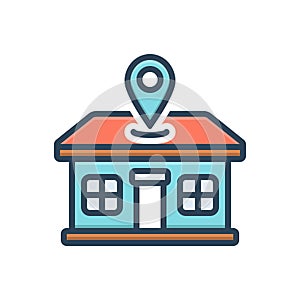 Color illustration icon for address, lodging and  whereabouts