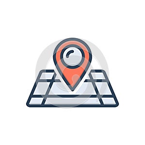 Color illustration icon for Addressed, map and road