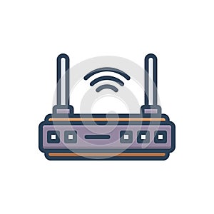 Color illustration icon for Adsl, router and wireless