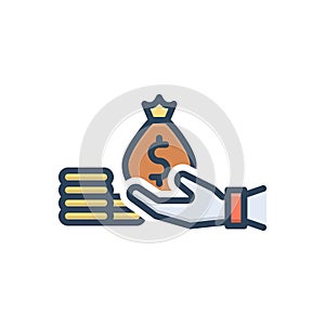 Color illustration icon for Advances, money and give