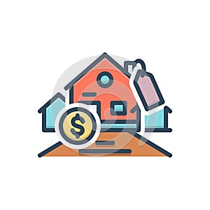 Color illustration icon for Affordability, affordable and mortgage