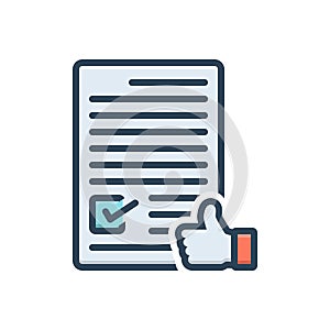 Color illustration icon for Agree, concur and license