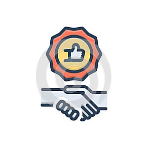 Color illustration icon for Agree, consent and handshake