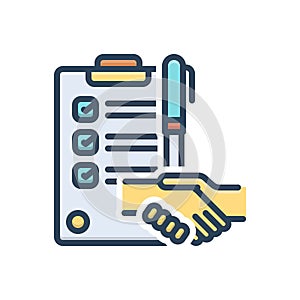 Color illustration icon for Agreement, compromise and document