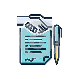 Color illustration icon for Agreement, settlement and document