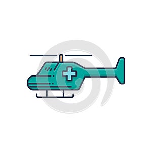 Color illustration icon for Air ambulance, service and medical