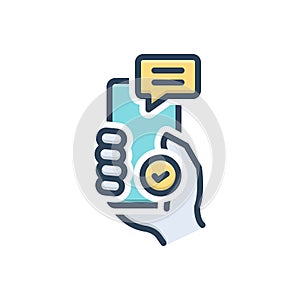 Color illustration icon for Already, beforehand and message