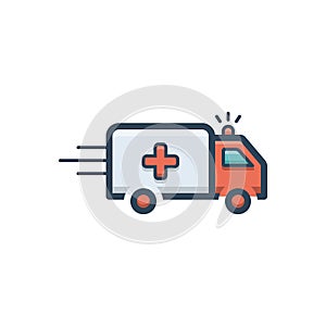 Color illustration icon for Ambulance van, car and medical