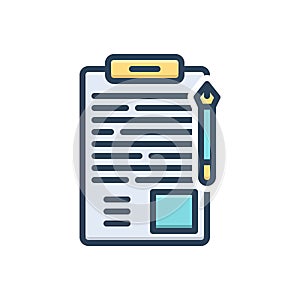 Color illustration icon for Amend, pencil and bill