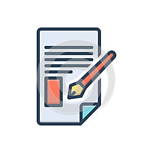 Color illustration icon for Amended, document and statement