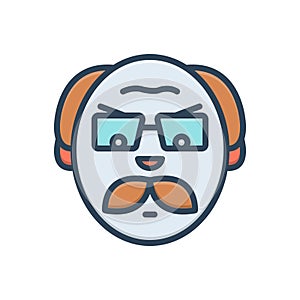 Color illustration icon for Angry Old Man, gaffer and age