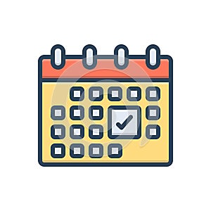 Color illustration icon for Annual, yearly and annum