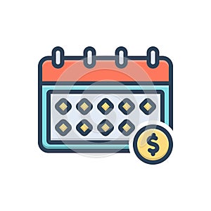 Color illustration icon for Annually, yearly and charge