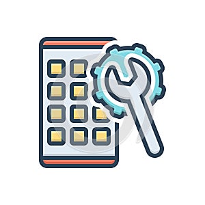 Color illustration icon for apps develop, app and programming