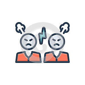 Color illustration icon for Argue, hostility and enmity