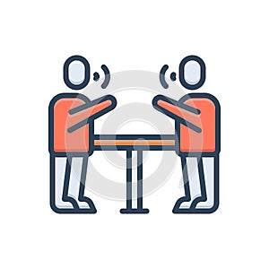 Color illustration icon for Argument, discussion and conversation
